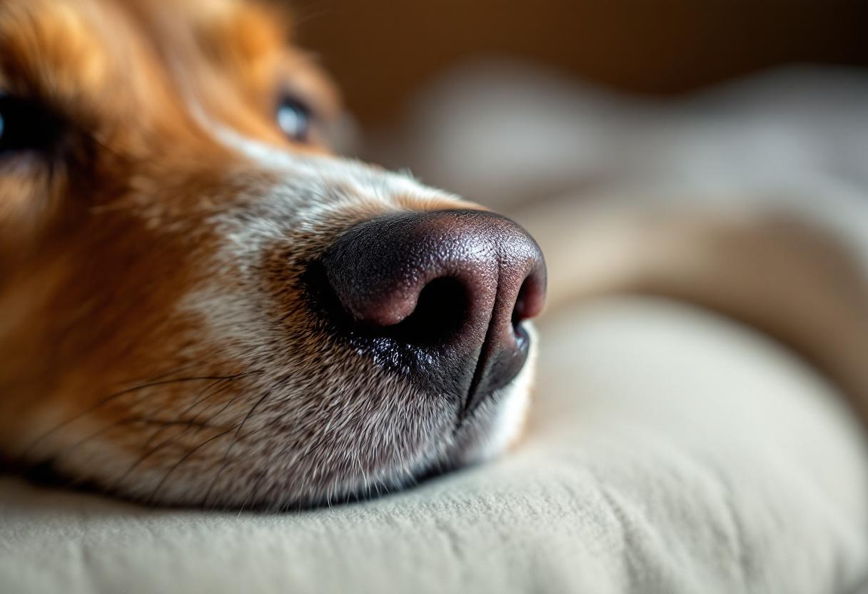 Nariz de perro sobre tela