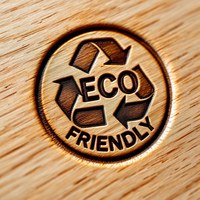 Sello ECO FRIENDLY grabado en madera