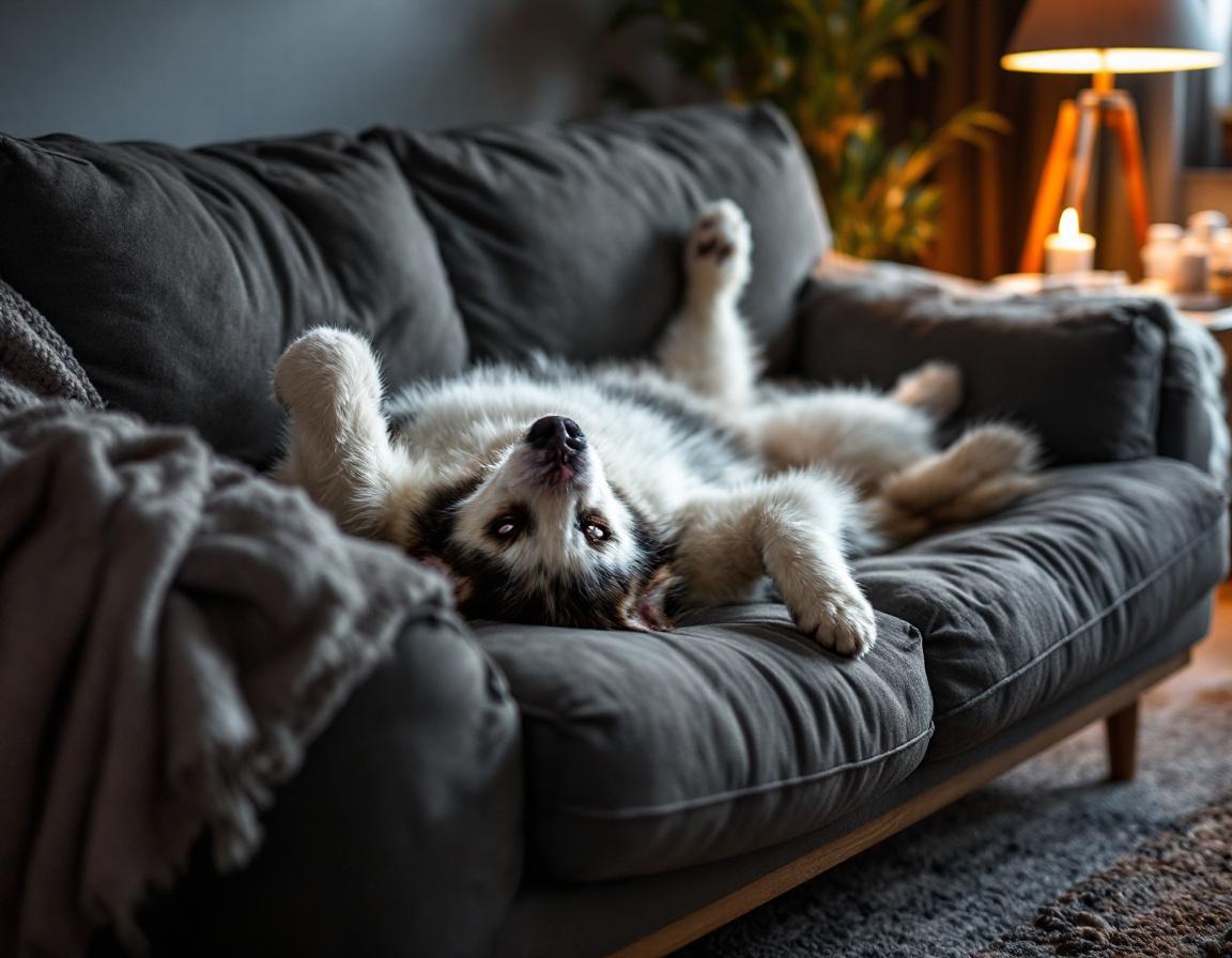 Nido Loft — Husky sobre sofá-cama de lana reciclada